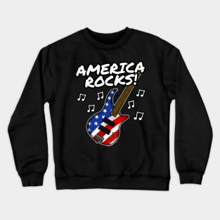 4th July Bass America Rocks USA Flag Bassist Crewneck Sweatshirt